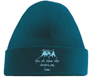 Hippowarehouse Not All Those Who Wander are Lost Quote Embroidered Beanie Hat Blue with Baby Blue Stitch