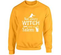 Hippowarehouse Not Every Witch Lives in Salem. Unisex Jumper Sweatshirt Pullover (Specific Size Guide in Description) Gold