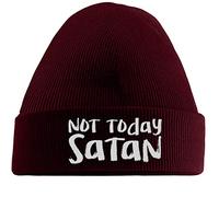 Hippowarehouse Not Today Satan Embroidered Beanie Hat Maroon