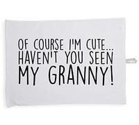 Hippowarehouse Of Course I'm Cute Haven't You Seen My Granny! Tea Towel Eco Printed Dish Cloth Kitchen accessory 50cmx70cm 100% Cotton