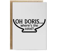 Hippowarehouse Oh dorris wheres the salad? Birthday Card A5 Personalised with envelope for him for her Funny Cards for Men and Women Blank inside option