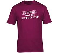 Hippowarehouse On Parole from The Naughty Step Unisex Short Sleeve t-Shirt (Specific Size Guide in Description) Maroon
