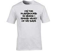 Hippowarehouse On The Playground is Where I Spend Most of My Days Unisex Short Sleeve t-Shirt (Specific Size Guide in Description) White