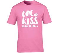 Hippowarehouse One kiss is All it Takes Unisex Short Sleeve t-Shirt (Specific Size Guide in Description) Pink