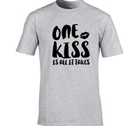 Hippowarehouse One kiss is All it Takes Unisex Short Sleeve t-Shirt (Specific Size Guide in Description) Grey