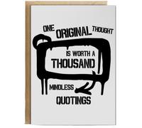 Hippowarehouse One original thought is worth a thousand mindless quotings Personalised Card A6 with envelope for him for her Funny Cards for Men and Women Blank inside option