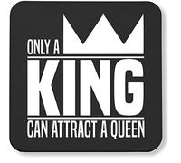 Hippowarehouse Only A King Can Attract A Queen - His and Hers printed coaster gloss finish durable backing 9cm x 9cm 2 pack