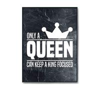 Hippowarehouse Only A Queen Can Keep A King Focused - His and Hers Printed Poster Wall Art Design Classroom Room Gym Office DÃƒ©cor Frame not included