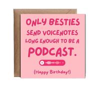 Hippowarehouse only besties send voice notes long enough to be a podcast Happy birthday Personalised Card. 15cm x 15cm with envelope for him for her Funny Cards for Men and Women Blank inside option