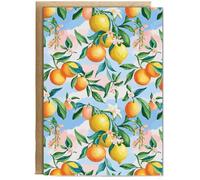 Hippowarehouse Orange and lemons blank card design Birthday Card A5 Personalised with envelope for him for her Funny Cards for Men and Women Blank inside option