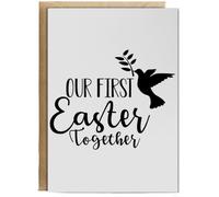 Hippowarehouse Our first easter together Birthday Card A5 Personalised with envelope for him for her Funny Cards for Men and Women Blank inside option