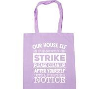 Hippowarehouse Our house elf Is currently on strike please clean up after yourself until further notice Tote Shopping Gym Beach Bag 42cm x38cm, 10 litres