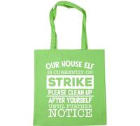 Hippowarehouse Our house elf Is currently on strike please clean up after yourself until further notice Tote Shopping Gym Beach Bag 42cm x38cm, 10 litres