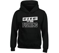 Hippowarehouse Out of My Way I'm Going Fishing Kids Children's Unisex Hoodie Hooded top Black