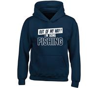 Hippowarehouse Out of My Way I'm Going Fishing Kids Children's Unisex Hoodie Hooded top Navy