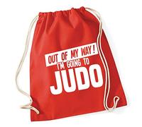 Hippowarehouse Out of My Way I'm Going to Judo Drawstring Cotton School Gym Kid Bag Sack 37cm x 46cm, 12 litres