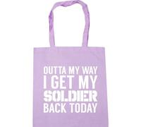Hippowarehouse Outta my way i get my soldier back today Tote Shopping Gym Beach Bag 42cm x38cm, 10 litres