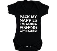 Hippowarehouse Pack my nappies I'm going fishing with daddy baby vest bodysuit (short sleeve) boys girls