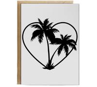 Hippowarehouse Palm tree heart Birthday Card A5 Personalised with envelope for him for her Funny Cards for Men and Women Blank inside option