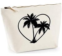Hippowarehouse Palm tree heart printed make up cosmetic wash bag 18x19x9cm