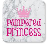 Hippowarehouse Pampered Princess pack of 2 coasters gloss finish durable backing 9cm x 9cm