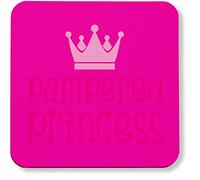 Hippowarehouse Pampered Princess pack of 2 coasters gloss finish durable backing 9cm x 9cm