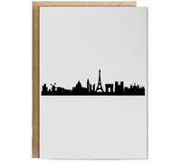 Hippowarehouse Paris Skyline Birthday Card A5 Personalised with envelope for him for her Funny Cards for Men and Women Blank inside option