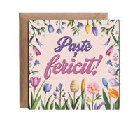 Hippowarehouse Paște fericit! Happy easter flowers Personalised Card. 15cm x 15cm with envelope for him for her Funny Cards for Men and Women Blank inside option