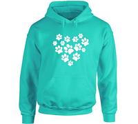 Hippowarehouse Paw Print Heart Unisex Hoodie Hooded top (Specific Size Guide in Description)