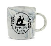 Hippowarehouse Peace, Love Yoga Printed Mug Various Colour Options Ceramic Cup Kitchenware 11oz