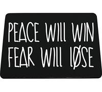 Hippowarehouse Peace will win and fear will lose printed mouse mat pad accessory black rubber base 240mm x 190mm x 60mm