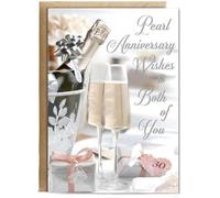 Hippowarehouse Pearl Anniversary wishes to both you Personalised Card A6 with envelope for him for her Funny Cards for Men and Women Blank inside option