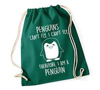 Hippowarehouse Penguins can't fly. I can't fly. Therefore, I am a penguin Drawstring Cotton School Gym Bag 37cm x 46cm, 12 litres