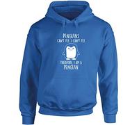 Hippowarehouse Penguins Can't Fly. I Can't Fly. Therefore, I am a Penguin Unisex Hoodie Hooded top (Specific Size Guide in Description) Sapphire Blue