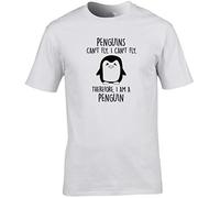 Hippowarehouse Penguins Can't Fly. I Can't Fly. Therefore, I am a Penguin Unisex Short Sleeve t-Shirt (Specific Size Guide in Description) White