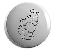 Hippowarehouse PERSONALISED ANY NAME Baby Elephant Pink Badge Pin 25mm