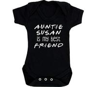 Hippowarehouse Personalised Auntie Name is My Best Friend Baby Vest Bodysuit (Short Sleeve) Boys Girls Black