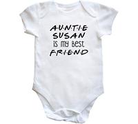Hippowarehouse Personalised Auntie Name is My Best Friend Baby Vest Bodysuit (Short Sleeve) Boys Girls White