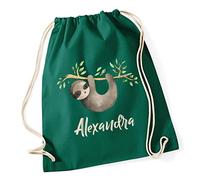 Hippowarehouse Personalised Baby Sloth on the branch Drawstring Cotton School Gym Bag 37cm x 46cm, 12 litres