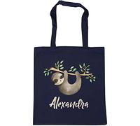 Hippowarehouse Personalised Baby Sloth on the branch Tote Shopping Gym Beach Bag 42cm x38cm, 10 litres