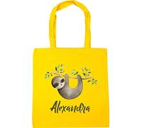 Hippowarehouse Personalised Baby Sloth on the branch Tote Shopping Gym Beach Bag 42cm x38cm, 10 litres