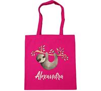 Hippowarehouse Personalised Baby Sloth on the branch Tote Shopping Gym Beach Bag 42cm x38cm, 10 litres