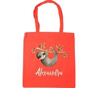 Hippowarehouse Personalised Baby Sloth on the branch Tote Shopping Gym Beach Bag 42cm x38cm, 10 litres