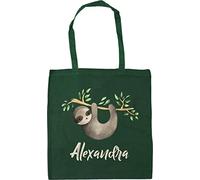 Hippowarehouse Personalised Baby Sloth on the branch Tote Shopping Gym Beach Bag 42cm x38cm, 10 litres
