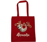 Hippowarehouse Personalised Baby Sloth on the branch Tote Shopping Gym Beach Bag 42cm x38cm, 10 litres