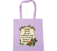 Hippowarehouse PERSONALISED Because NAME HERE is in Heaven, There is a Little Bit of Heaven at Christmas Tote Shopping Gym Beach Bag 42cm x38cm, 10 litres