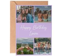 Hippowarehouse Personalised Birthday Card Collage 4 Photos and Text for him her Valentines Best Friend Personalised A5 with envelope Funny Cards for Men and Women Blank inside Anniversary