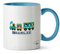 Hippowarehouse Personalised cat steam Train Printed Mug Various Colour Options Ceramic Cup Kitchenware 11oz