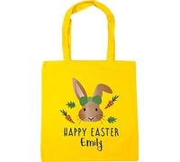 Hippowarehouse Personalised Easter bunny childrens illustration Tote Shopping Gym Beach Bag 42cm x38cm, 10 litres