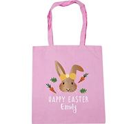 Hippowarehouse Personalised Easter bunny childrens illustration Tote Shopping Gym Beach Bag 42cm x38cm, 10 litres